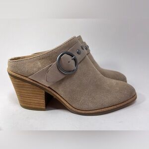 Sofft Tan Suede Mules with Buckle